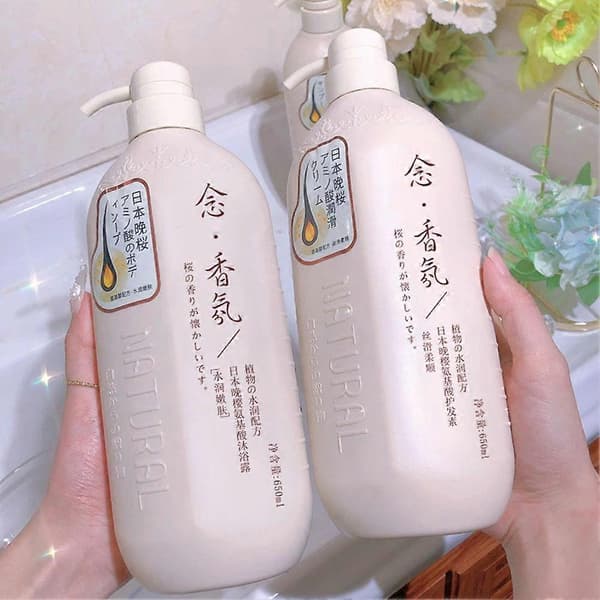 Kirsebærblomst Shampoo 650ml - Aminosyre Kropsvask & Balsam Conditioner