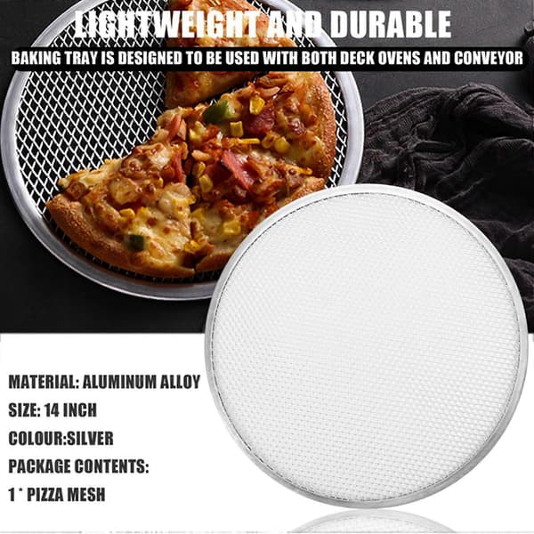 Professionel Rund Pizzaovn Bageplade Grillrist Nonstick Mesh Net (14 tommer)