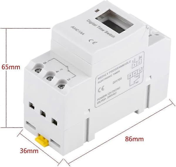 Digital Timer, LCD-display Veckovis Programmerbar Elektronisk Relä Tidbrytare 15A (220V)