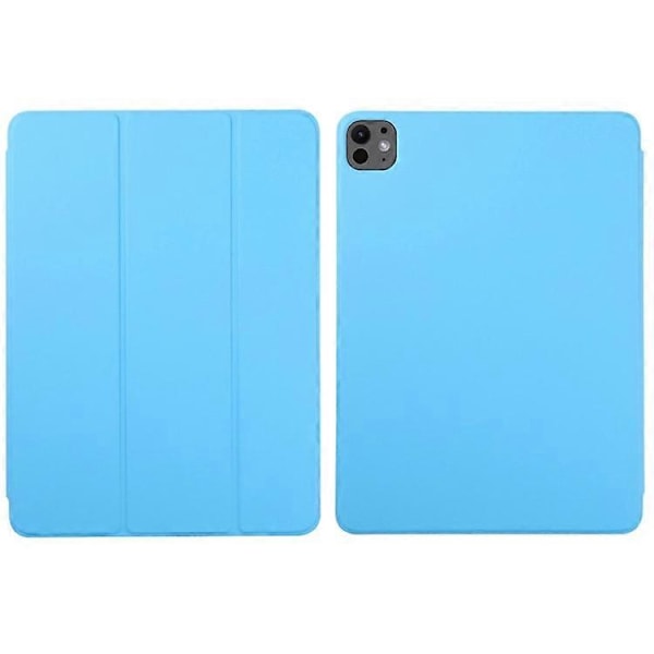 Kompatibel med iPad Pro 11 (2024) Taske PU Læder Tri-fold Stand Magnetisk Lukning Tablet Cover Azure