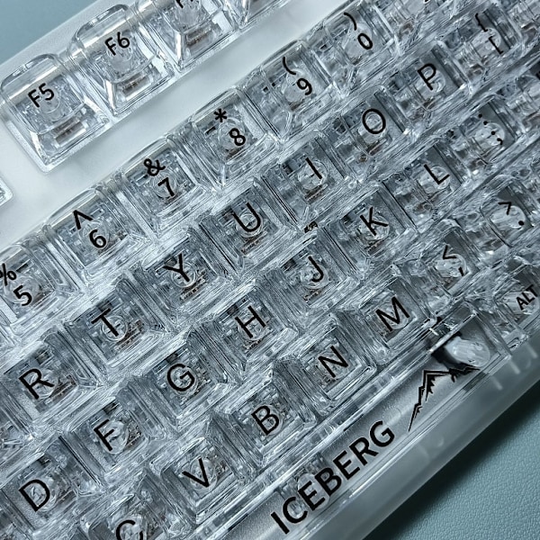 Gjennomsiktige bakbelyste tastehetter mekanisk tastatur 132 taster krystall PC gaming tastehetter Only Keycaps Black Switch