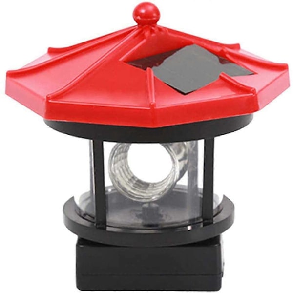 Solcellsdriven Gräsmattslampa LED Roterande Fyr Utomhus Vattentät Trädgård Gård Dekoration (Röd)