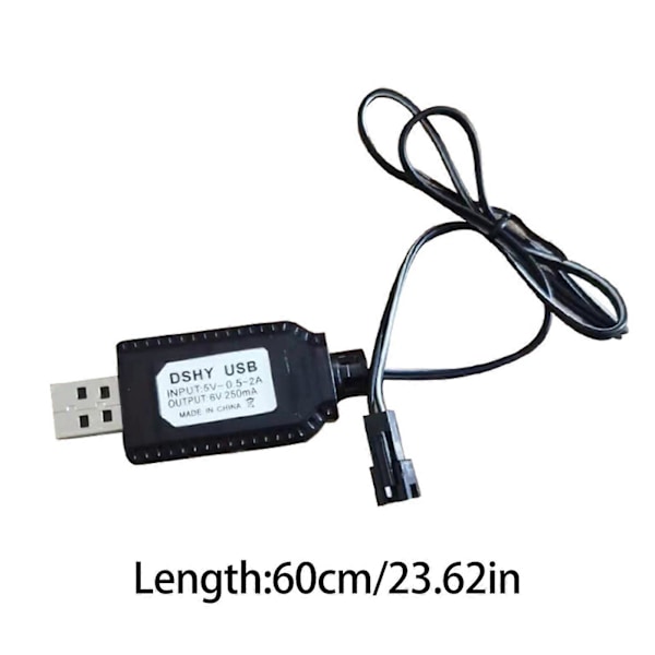 6.0V SM2P USB-laddningskabel Kompatibel för 6V NiCd NiMH-batterier Fjärrstyrd bil och enheter SM2P-kontakter USB-gränssnitt
