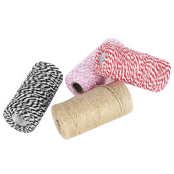 4 stk. innpakningssnor tau tvunnet bomull Baker Twine Cord DIY håndlagde forsyninger