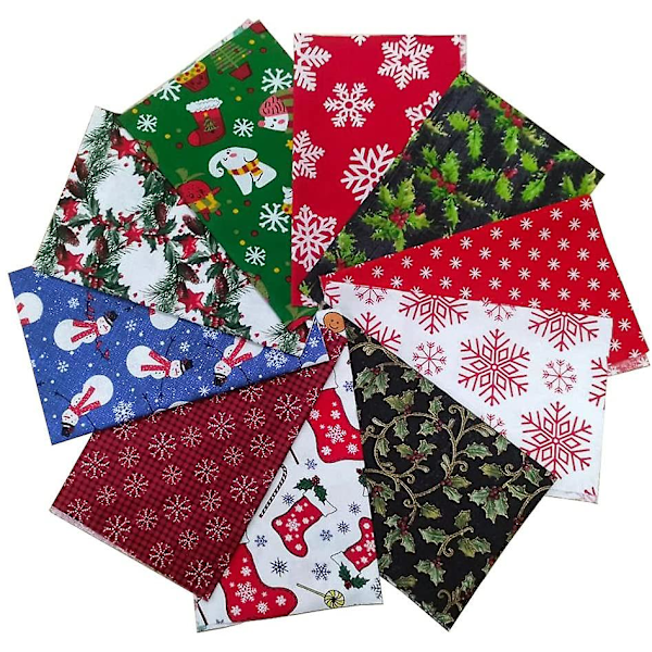 Jul Bomullstyg Rutor 20cm X 25cm 10st Tyg Lapptäcke Hantverk Quilting Rutor Buntar Bomullstyg (slumpmässig Kostym)