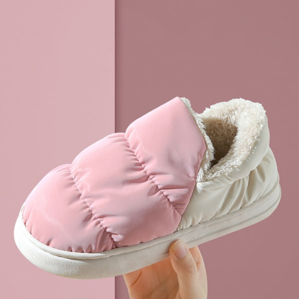 Varma mjuka bomullstofflor för inomhusbruk, halkfria par-tofflor för vintern Pink 42-43(10-10.2inch)