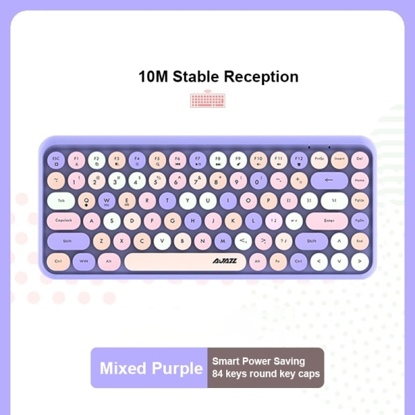 308I Trådløst Tastatur 18/84 Taster Rund Tast Bluetooth Tastatur Bærbar 2.4GHz Numerisk Tastatur Mix Purple