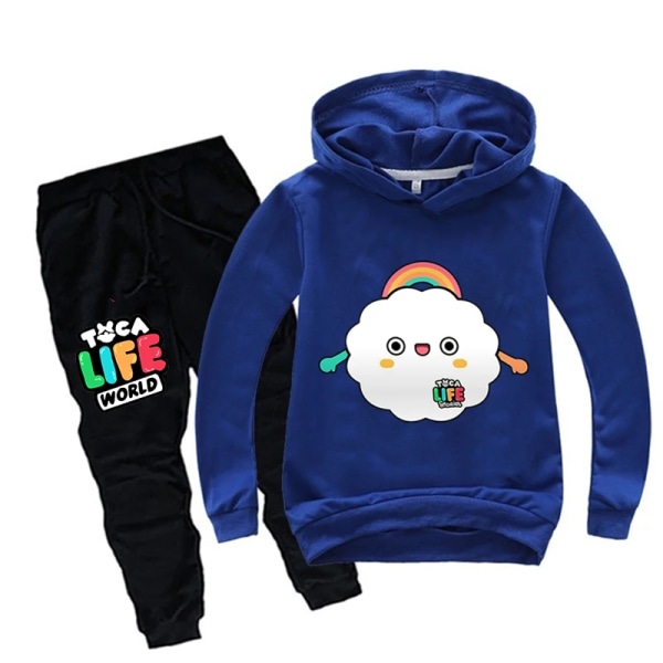 Toca Life World Hoodie Byxor 2-delars Set Barn Tecknad Toca Boca Life World Tryck Sportdräkt Baby Pojkar Kläder Småbarn Flick Kläder Ivory 130(7-8T)