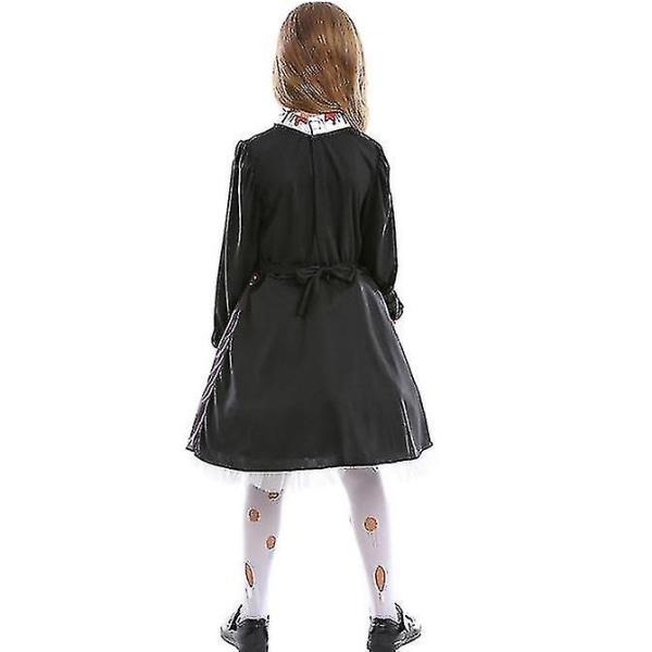 Halloween Scary Puvut Lapset Lapsi Verinen Zombie Ghost Nukke asu Cosplay tytöille Goottilainen mekko 8-10 vuotiaille