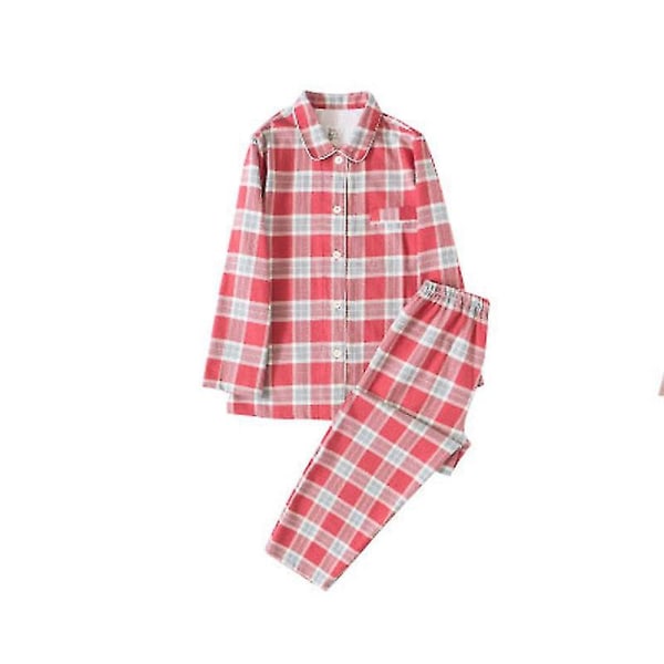 Dampyjamas Set, Matchande Pyjamas Set med långa ärmar Red Plaid L