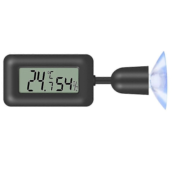 LCD Digital Hygrometer Termometer med Bakgrundsbelysning för Reptil, Terrarium, Växthus, Barnrum, Inkubator (svart), seuais