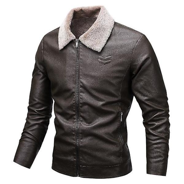 Höst- och vinterfleece Förtjockad Läderjacka Herr Motorcykel Läderjacka Herr Läderjacka 4XL