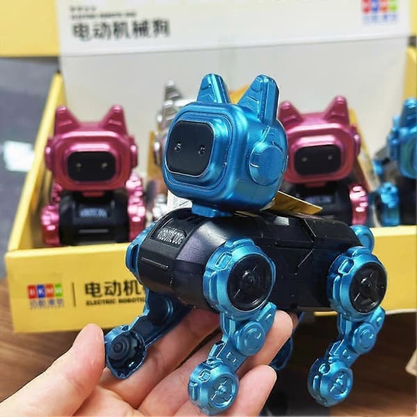 Elektrisk robothund 7 cm samleleke med skinnende overflate for barn Vit