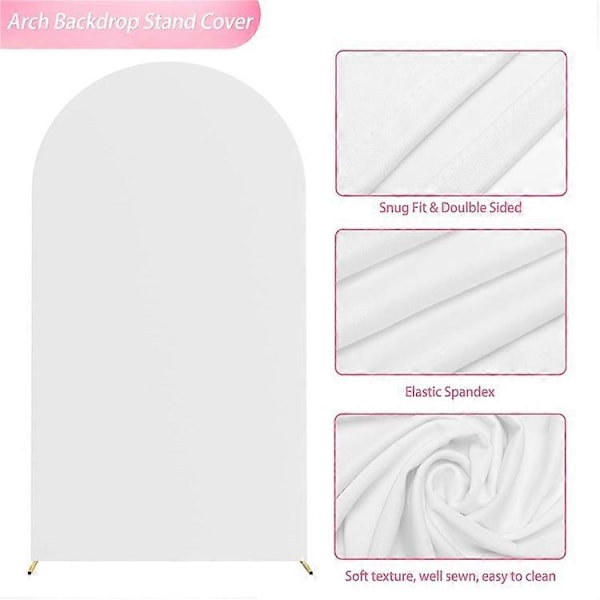 5FT 65x150cm U-Formet Bakgrunnsbue Ramme Stativ Elastisk Trekk for Bryllupsseremoni Bursdagsfest White