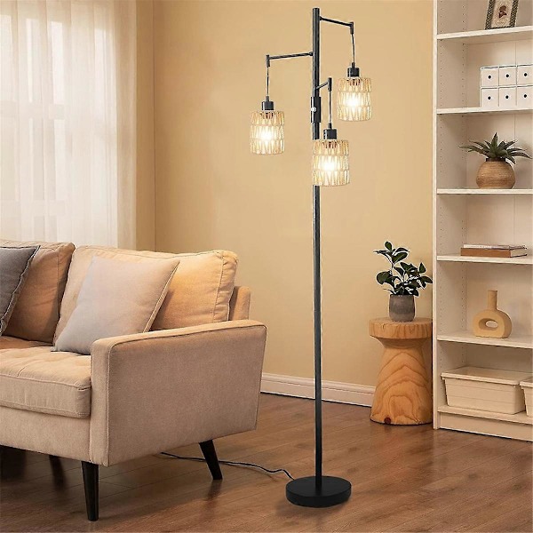 2-pack Rotting Lampskärm, 15 x 12,7 cm Handvävda Lampskärmar Ersättning för Golvlampor, Hängande Ljus