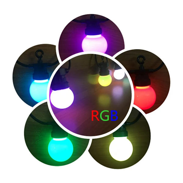 IP65 LED-valosarja keijukaisvaloköynnöksellä, suunniteltu loma-ajan valaistukseen, häihin, puutarhajuhliin, patiolle, aukiolle, joulukuuseen, ulkokoristeluun 8M 10Bulbs RGB