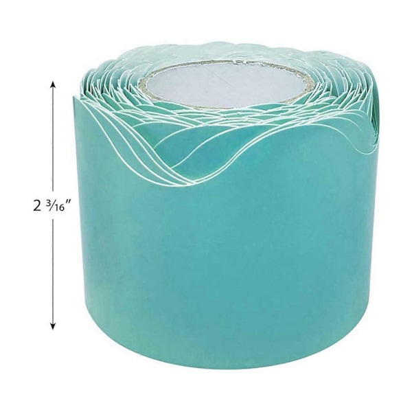 2X Sininen Aaltoileva Reunakoriste - 15m - Koristele Ilmoitustauluja, Seiniä, Pöytiä, Ikkunoita, Ov