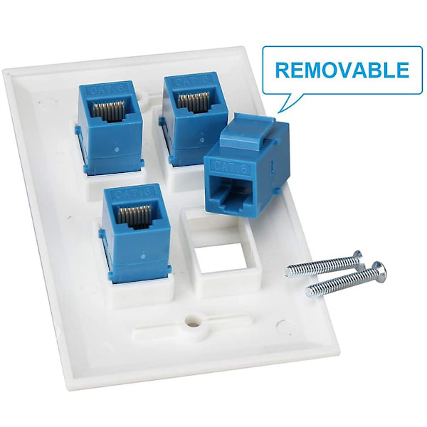 Ethernet Veggkontakt 4 Port Veggplate Hunn-Hunn Kompatibel med for Cat7/6/6E/5/5E Ethernet Dev