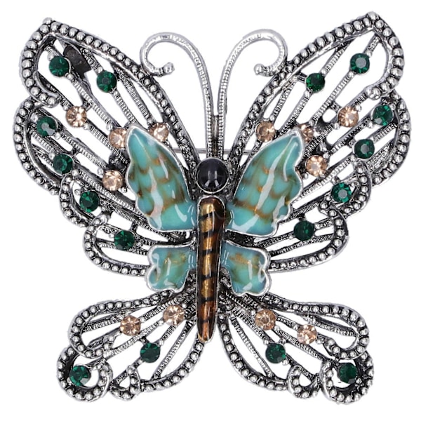Broche Nål Diamant Hul Sommerfugl Mønster Revers Nål Frakke Mærker Fest Corsage Tilbehør Grøn