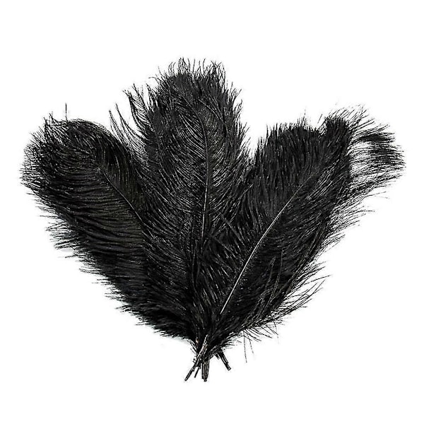 10 stk. Strudsefjer Plume Centerpiece Bryllupsfest Borddekoration 30-35cm Sort