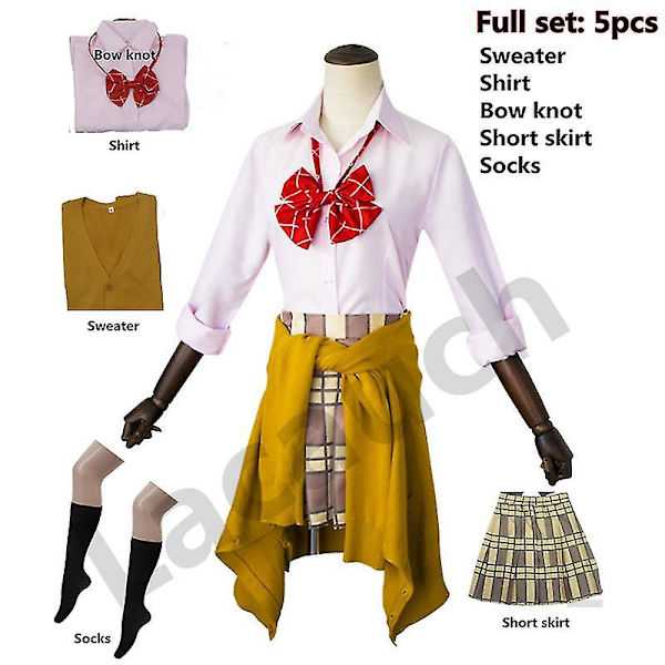 Cosplay Kostymer Citrus Anime Aihara Yuzu Uniform Peruk Set Kort Kjol Japan