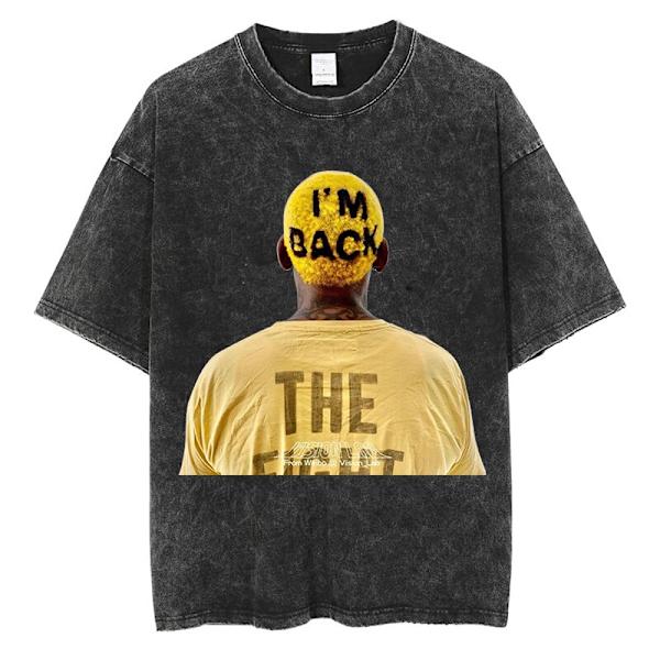 Dennis Rodman Grafisk T-shirt Oversized Sommar Herrkläder Bomull Mode Hip Hop Street Kortärmad T-shirt J292C-Black L