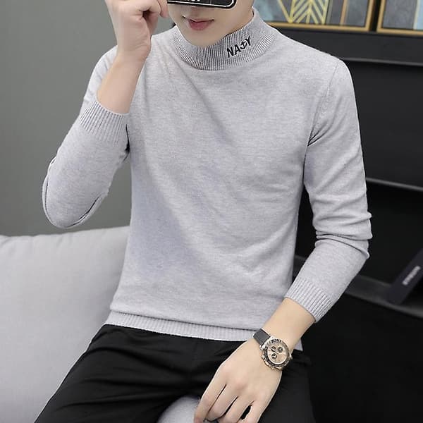Strikkegenser Herre Turtleneck Genser Menn Varm Ullgenser Herre Casual Pullover