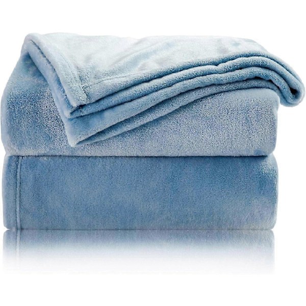 2024 Nyt Blåt Fleece Plaid Tæppe 150x200 cm - Blødt og Varmt Sengetæppe Plaid Flannel Sofa Kast