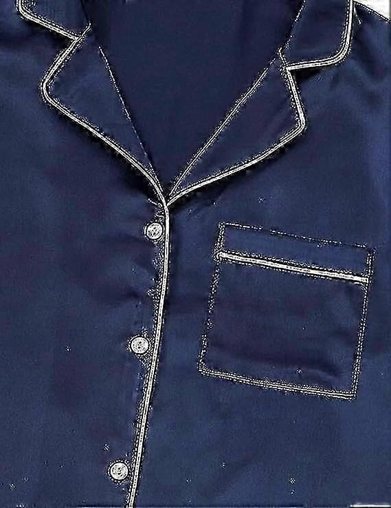 Sommerpyjamas til kvinder, pyjamassæt i silkesatin til kvinder Blue M