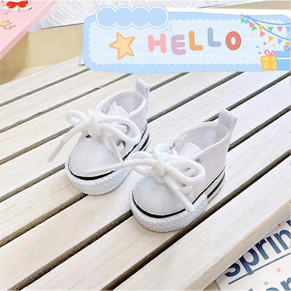 17cm Mini Plyschdockas Kläder Outfit Tillbehör För Korea Kpop Exo Labubu Idol Dockor Läderjacka Set Kläder Gåva 06 white canva shoes