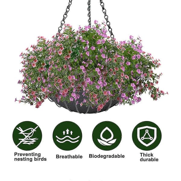 3 st Hängande Foder Tyg Hängande Växtfoder Runda Planteringsfoder Non-Woven Svarta Filtfoder 35,5 cm NHH