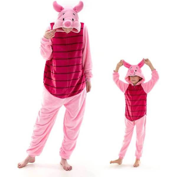 Flanellinen Cosplay Eläin One-Piece Halloween-asu Pyjama Oloasu Piglet M
