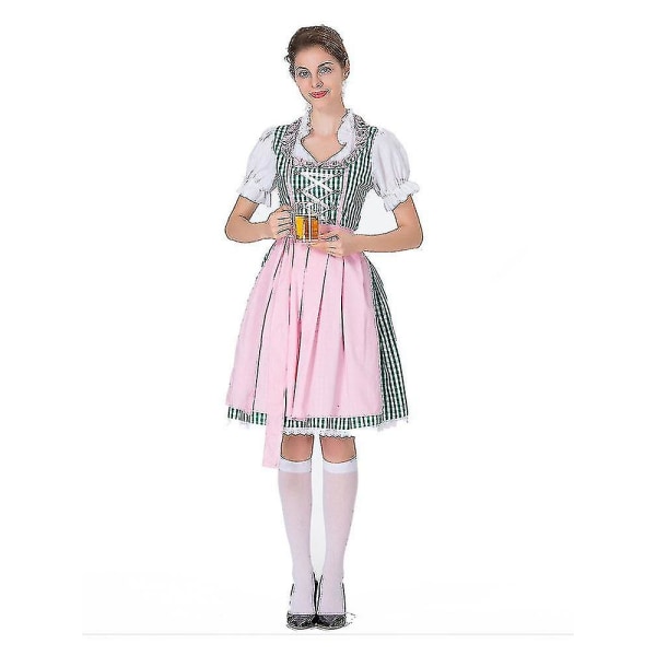 Naisten Oktoberfest-asu Saksalainen Dirndl-mekko Baijerilainen karnevaaliasu, 100% uusi Green 3XL