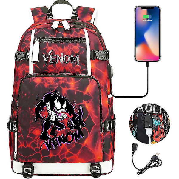 Venom Fashion Tryckt Usb Ungdom Skolväska (3-20) Color-15