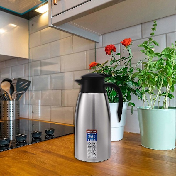 Sølv 304 Rustfrit Stål 2L Termokande Vakuumisoleret Vandkande Kaffe Te Mælkekande Termokande