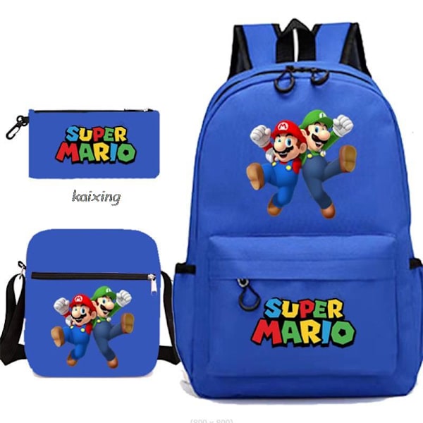 Super Mario 3 st/set Barnryggsäck Pojkar Skolväska Tillbaka till Skolan Present Army Green 16 Inches