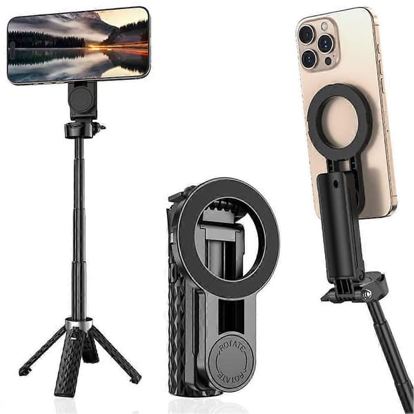 Universell utdragbar Bluetooth trådlös selfiestick stativ vikbar för iPhone black