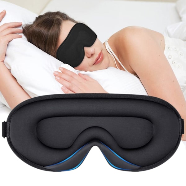 Svart Siden Sovmask 3D Ögonmask För Resor Och Sömn, Bekväm Ögonbindel