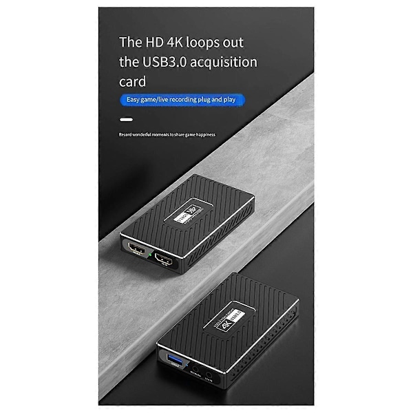 4K HD Video Capture Card USB3.0 Spillstrømming og Videoopptaker med Mikrofoninngang