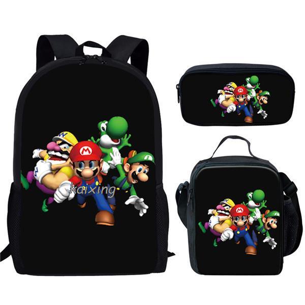 Super Mario 3-osainen koululaukun case Picture Color 16 inch