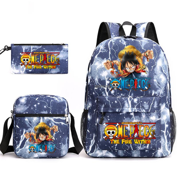 3 stk./sett One Piece Ryggsekk Anime Barn Skolesekk 18 tommer 6 45CMX32CMX15CM