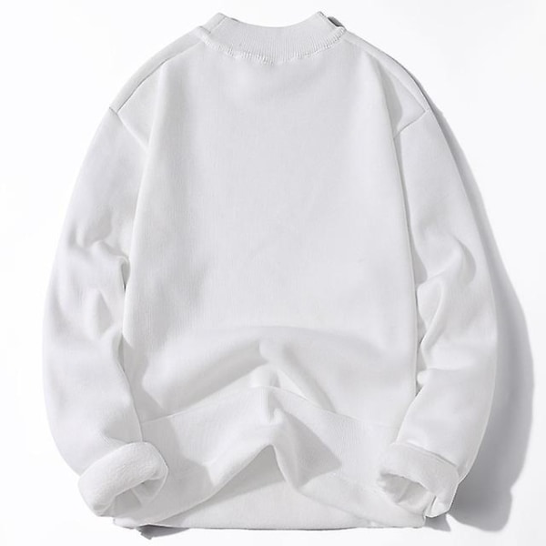 Talvi miesten fleece poolokauluspusero miehet 2022 uusi rento neule paksu poolopaita miesten merkki syksy kashmir O-kaula miesten topit White O-Neck 2XL (72-81KG)