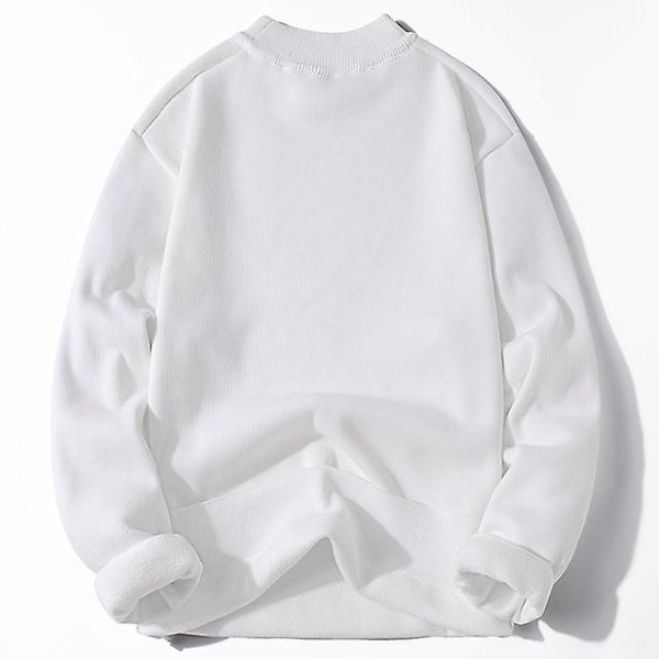 Talvi miesten fleece poolokauluspusero miehet 2022 uusi rento neule paksu poolopaita miesten merkki syksy kashmir O-kaula miesten topit White O-Neck 3XL (81-90KG)
