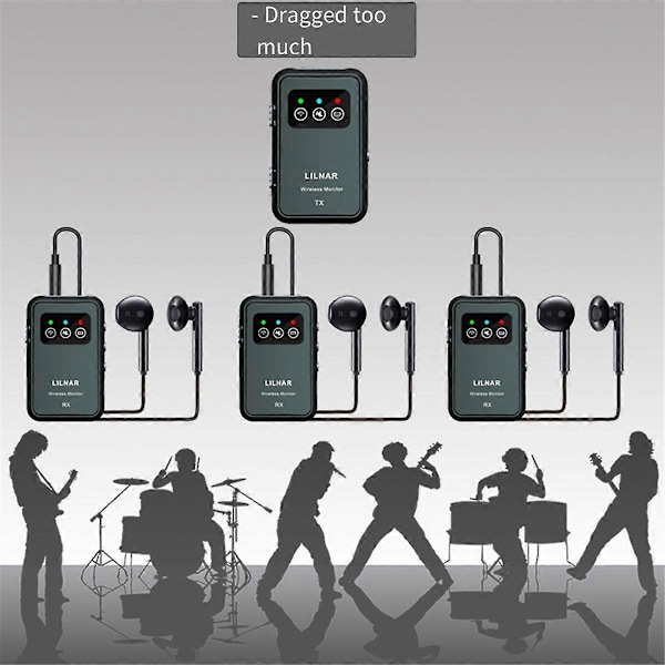 Trådlöst In-Ear Monitorsystem 2.4 G Hörlurar Uppladdningsbar Sändare Mottagare Stöd Stereo Mono Sångare Studio