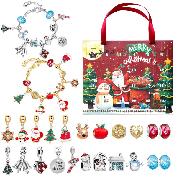 Nyt 24 kalender juleklokke Surprise Blind Box Sæt Kreativt håndlavet DIY børnearmbånd gaveæske style 6