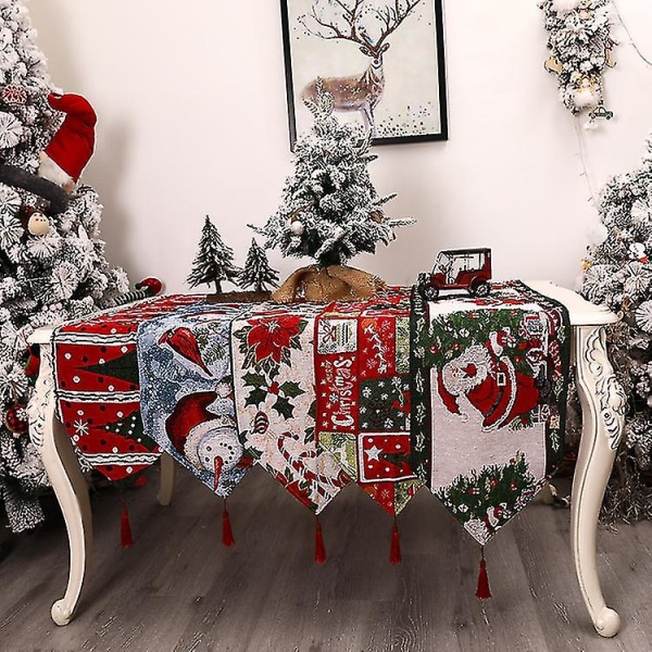 Wekity 78"*14" julestrikket bordløber, kreativ juledug, borddekoration, boligdekoration (elg stil)