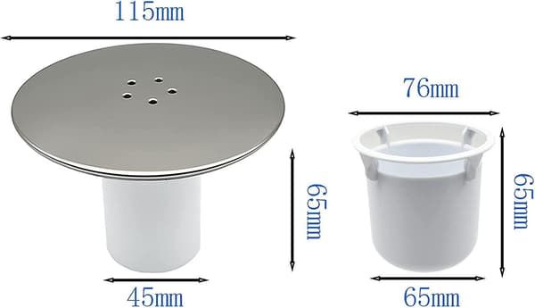Ersättningspropp för duschavlopp - 90 mm - Högt flöde - 115 mm - Kromfinish