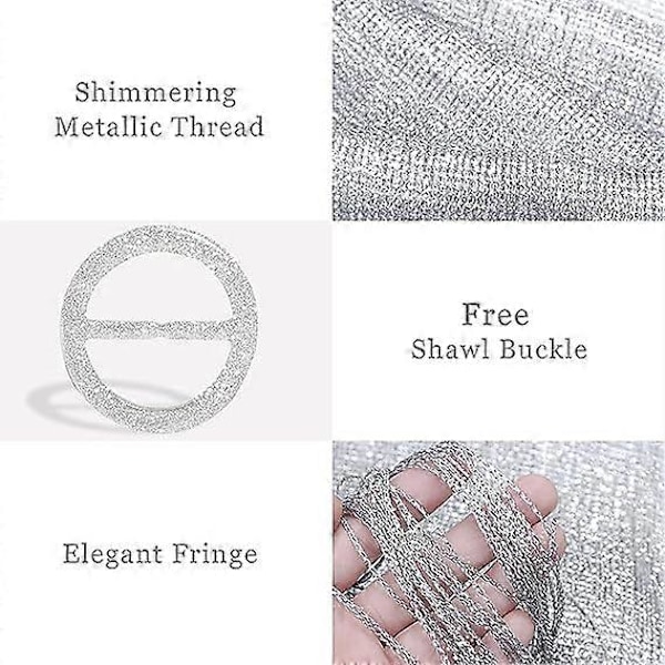 Glitterende metalliske sjal og omslag for brudebryllup/kveldsfest/formelle kjoler