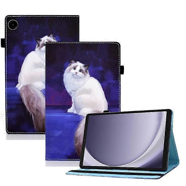 Kompatibel PU læder etui med elastikbånd og mønsterprint til Samsung Galaxy Tab A9 tablet