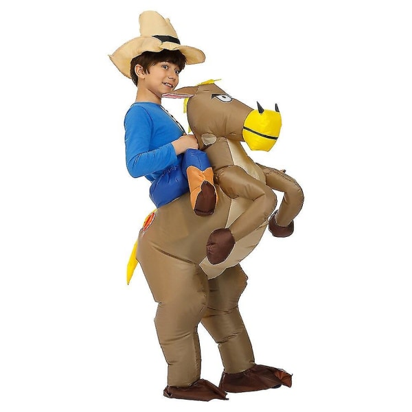 Oppustelig Halloween kostume Wild West Cowboy til voksne børn Cosplay ride på hest Jul Purim kostume